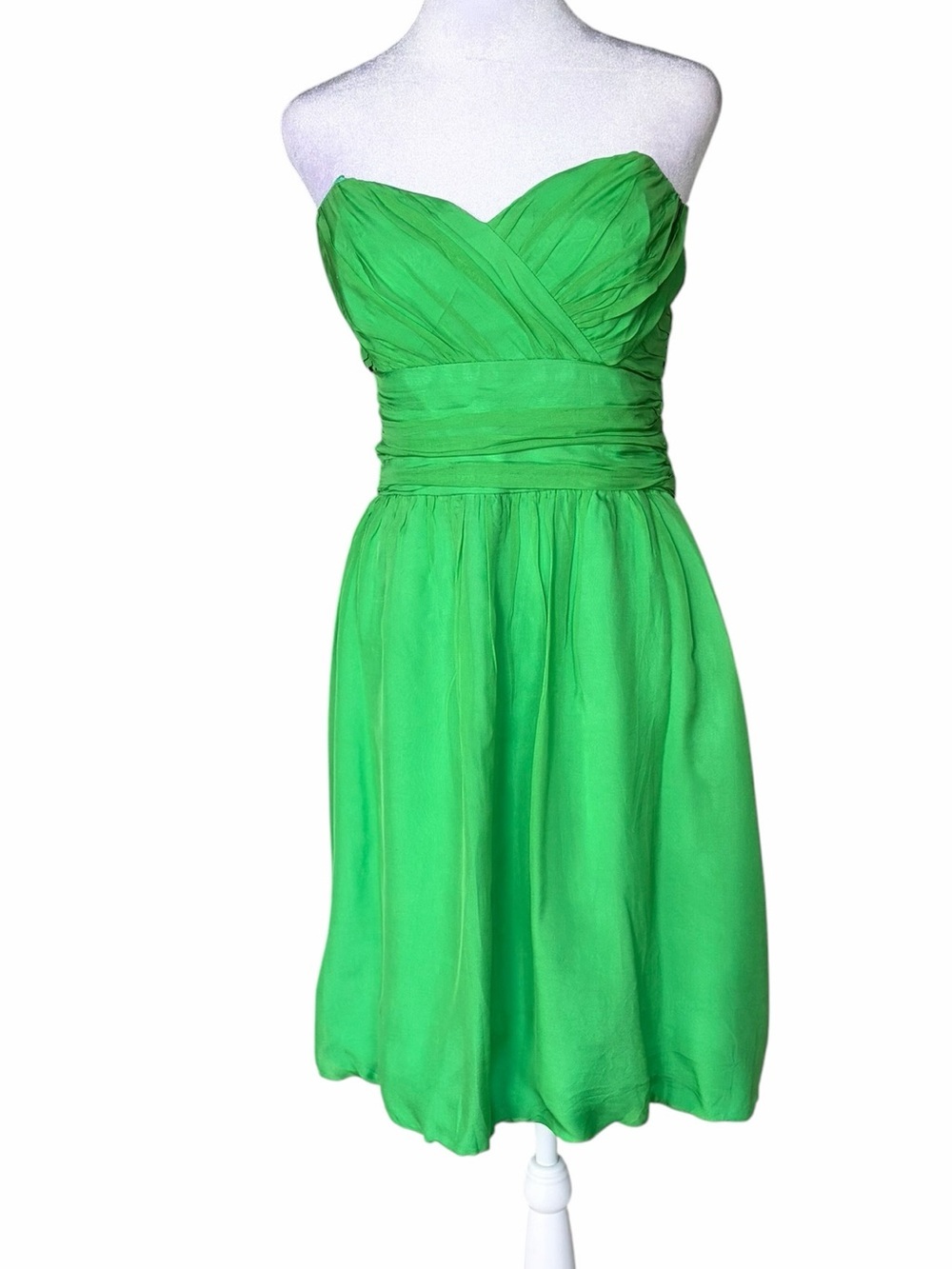 Shoshanna Strapless V-Wrap Bright Green Cocktail Dress